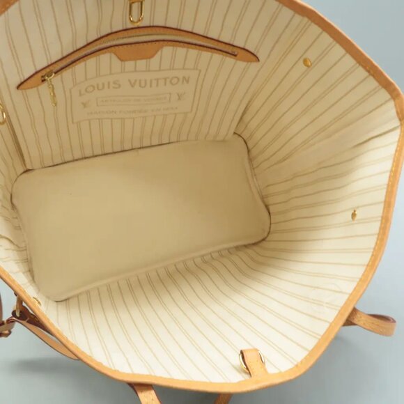 100% Authentic Louis Vuitton Neverfull White W/P Damier Azur Canvas Shoulder Bag - Picture 11 of 12